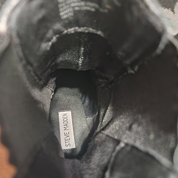 Steve Madden Millie Leather Boot Goth Witchcore Grunge Size 8.5 Chunky Lug Heel - Picture 6 of 10